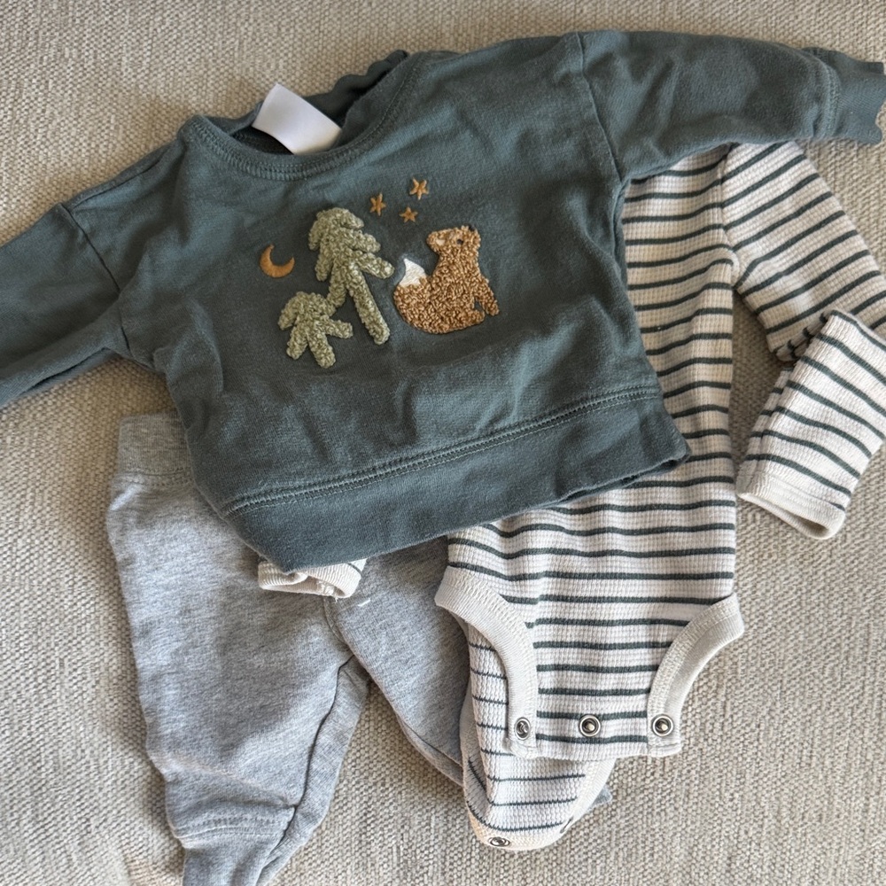 Cozy Kids Matching Set - Green, Gray, and Cream